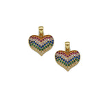 Rainbow CZ Gold Heart Charm, Sku#Y756