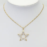 Clear Baguette CZ Gold Five Point Star Charm, Sku#Y821