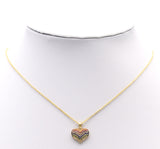 Rainbow CZ Gold Heart Charm, Sku#Y756