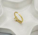 CZ Gold Mama Word Adjustable Ring, Sku#LD343