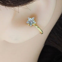 Gold Clear CZ Flower Ear Cuff, Sku#Y824