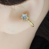 Gold Clear CZ Flower Ear Cuff, Sku#Y824