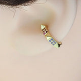Gold Colorful CZ Stud Ear Cuff Earring, Sku#Y825