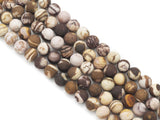 Matt Brown Zebra Jasper Round Smooth Beads, Sku#U1404