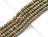 Genuine Unakite Rondelle Smooth Beads, Sku#U1408