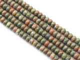 Genuine Unakite Rondelle Smooth Beads, Sku#U1408