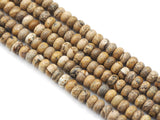 Genuine Picture Japser Rondelle Smooth Beads, Sku#U1417