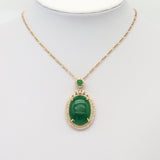 Large Colorful Gold Yellow Green Jade Oval Pendant, Sku#LX342
