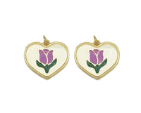 Enamel Tulip On Heart Pendant, Sku#L649