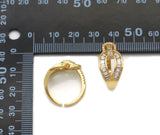 CZ Pave Gold Oval Horseshoe Buckle Link Ring, Sku#LD344