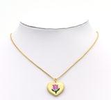 Enamel Tulip On Heart Pendant, Sku#L649