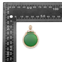 CZ Round Green Jade Pendant, Sku#LX346