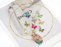 Dainty paperclip Chain Butterfly Necklace, sku#EF178
