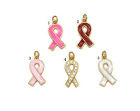 CZ Enamel Cancer Awareness Ribbon Pendant, Sku#LK603