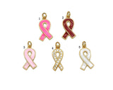 CZ Enamel Cancer Awareness Ribbon Pendant, Sku#LK603