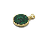 Gold CZ Snake On Round Coin Gemstone Charm, Sku#LX114