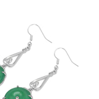 Silver Green Jade Earrings, Sku#LX348