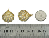 CZ Pave Gold Sea Shell Shape Charm, Sku#LX119