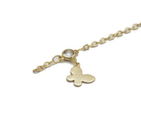 Gold Butterfly CZ Dot Dainty Chain, sku#LS18