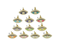 Colorful CZ Enamel Evil Eye Pendant, Sku#F1468