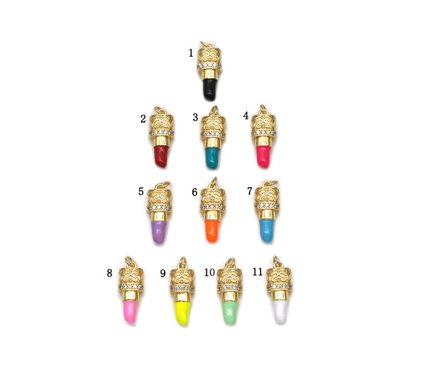 CZ Enamel Lipstick Pendant, Sku#F1470