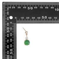 Clear CZ Gold Green Round Jade Stud Earrings, Sku#LX352