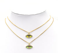 Colorful CZ Enamel Evil Eye Pendant, Sku#F1468