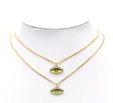 Colorful CZ Enamel Evil Eye Pendant, Sku#F1468