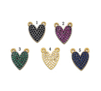 Colorful CZ Gold Heart Charm, Sku#LK772