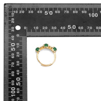 Gold Three Green Jade beads CZ Adjustable Ring, Sku#LX355