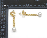 Flower Chain Link Pearl Earrings, Sku#LX123