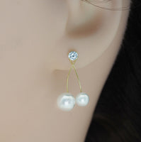 Gold CZ Pearl Cherry Earrings, Sku#LX124