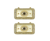 CZ Evil Eye On Rectangle Charm, Sku#L654