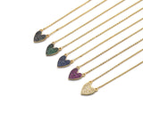 Colorful Dainty CZ Heart Necklace, Sku#EF181