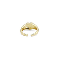 Gold CZ Mother of Pearl Heart Adjustable Ring, Sku#LD464