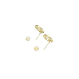 Gold White Mother of Pearl Circle With Knot Stud Earrings, Sku#LX341