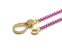 Enamel box chain necklace with Gold Clasp, Sku#EF182