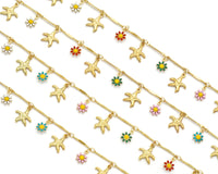 Starfish Daisy Flower Chain By Yard/Choker Necklace, sku#LS21
