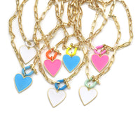 Paperclip Chain Horseshoew Clasp Heart Necklace, sku#EF186