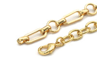 Mixed Gold Oval Paperclip Chain Necklace, sku#EF192