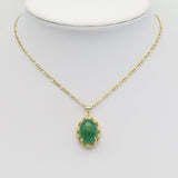 High Quality Green Jade Oval Shape Pendant, Sku#LX357