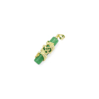 CZ Gold Dragon on Green Jade Pendant, Sku#LX358