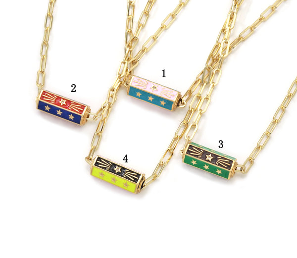 Star Tube Paperclip Chain Necklace, sku#EF198