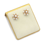 Gold Cluster Pearl Flower Stud Earrings, Sku#ZX107