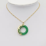 Dragon on High Quality Green Jade Donut Ring Pendant, Sku#LX359
