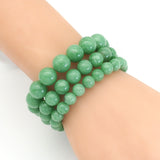 Genuine Green Angelite Round Smooth Stretchy Bracelet, 8mm/10mm/12mm, Sku#EF372