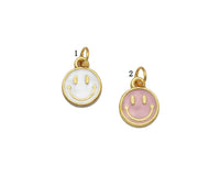Tiny Cute Enamel Gold Smiley Face Charm, Sku#B333/LX141