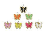 CZ Gold Colorful Enamel Butterfly Charm, Sku#JL154