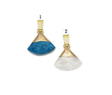 Natural Moonstone Turquoise Gemstone Fan shape Charm, Sku#LY28