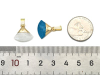 Natural Moonstone Turquoise Gemstone Fan shape Charm, Sku#LY28